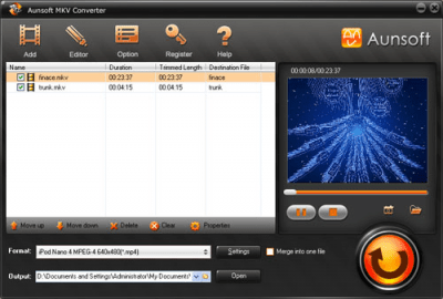 Screenshot of the application Aunsoft MKV Converter - #2