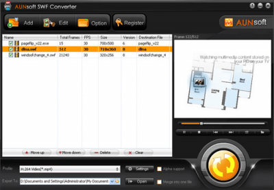 Screenshot of the application Aunsoft SWF Converter - #2