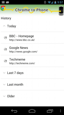Screenshot of the application Google Chrome to Phone - #2