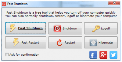 Screenshot of the application Fast Shutdown - #1