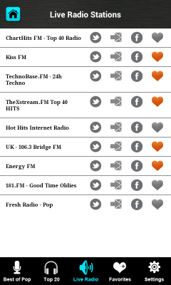 Screenshot of the application Internet Radio & Video Songs - #2