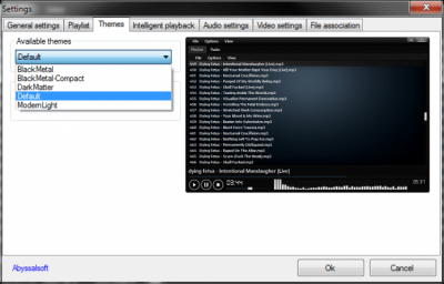 Screenshot of the application Metal Player - #1