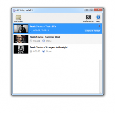 Screenshot of the application 4K Video to MP3 - #2
