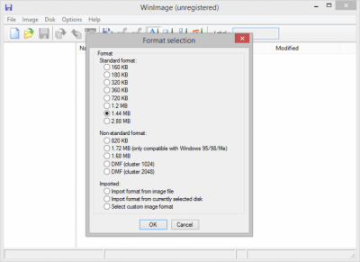 Screenshot of the application WinImage - #1