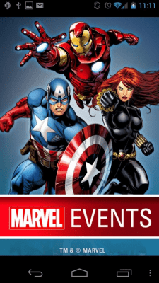 Screenshot of the application Marvel Events - #1