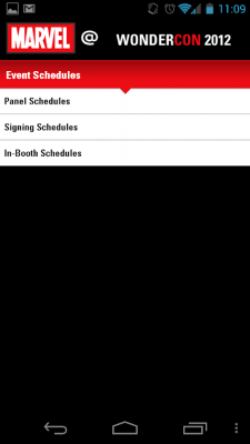 Screenshot of the application Marvel Events - #3