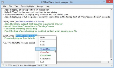 Screenshot of the application Jovial Notepad - #3
