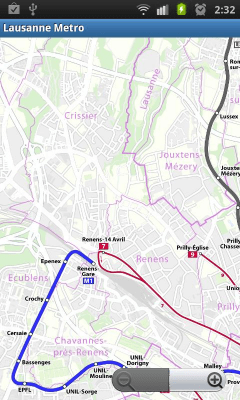Screenshot of the application Lausanne Metro - #3