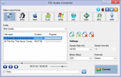 Screenshot of the application FSS Audio Converter - #1