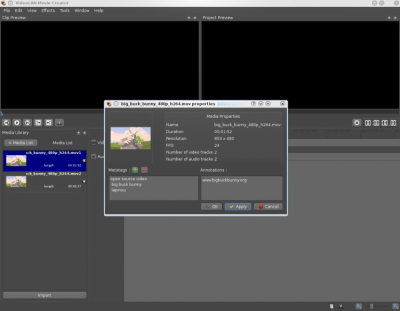 Screenshot of the application VideoLAN Movie Creator - #1