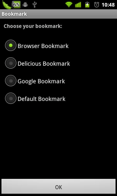 Screenshot of the application GO Bookmark Widget - #3
