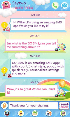Screenshot of the application GO SMS Pro CuteMonster ThemeEX - #2