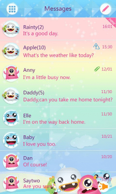 Screenshot of the application GO SMS Pro CuteMonster ThemeEX - #4