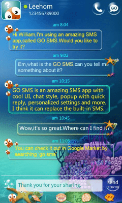 Screenshot of the application GO SMS Pro Seabed Super ThemEX - #2