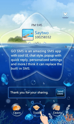 Screenshot of the application GO SMS Pro OceanStar Popup ThX - #2