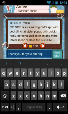 Screenshot of the application GOSMS WashingRoom Pop ThemeEX - #2