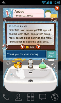 Screenshot of the application GOSMS WashingRoom Pop ThemeEX - #4