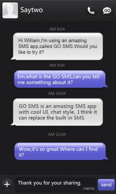 Screenshot of the application GO SMS Pro IPhoneBlack ThemeEX - #1