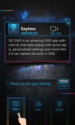 Screenshot of the application GO SMS Pro OpticalCard Pop Thx - #2