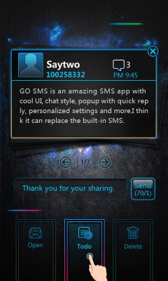 Screenshot of the application GO SMS Pro OpticalCard Pop Thx - #3