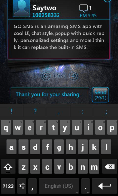 Screenshot of the application GO SMS Pro OpticalCard Pop Thx - #5