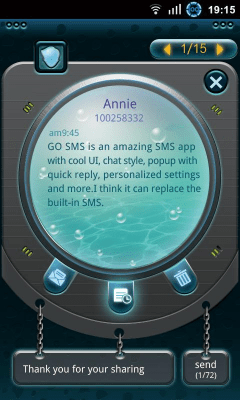 Screenshot of the application GO SMS PRO Hatch Popup ThemeEX - #1