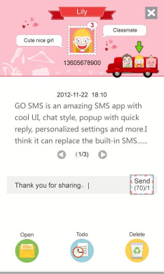 Screenshot of the application GO SMS Pro Friends Popup Thx - #2