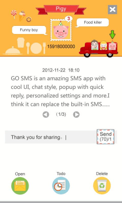 Screenshot of the application GO SMS Pro Friends Popup Thx - #3