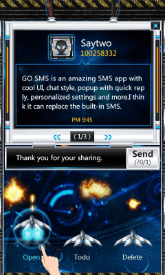 Screenshot of the application GO SMS Pro SpaceBattle Pop Thx - #4