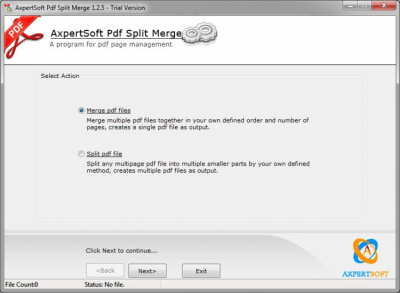 Screenshot of the application PDF Split Merge - #1