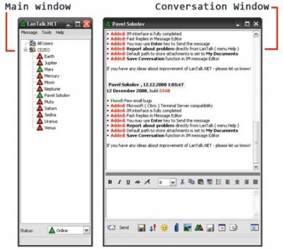 Screenshot of the application LANTALK NET - #3