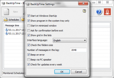 Screenshot of the application BACKUPTIME - #3