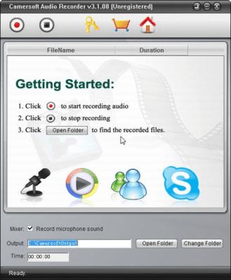 Screenshot of the application Camersoft Audio Recorder - #1