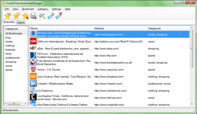 Screenshot of the application FruitfulTime BookmarkManager - #1