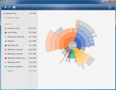 Screenshot of the application Disk Space Fan 4 Free - #1