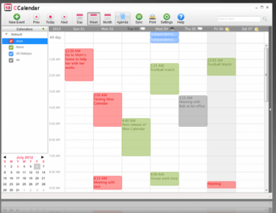 Screenshot of the application CCalendar - #1