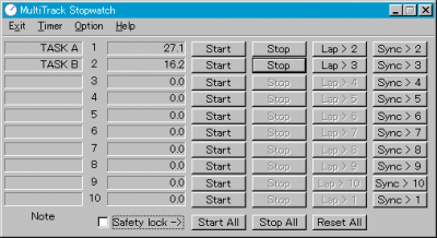 Screenshot of the application MultiTrack Stopwatch - #1