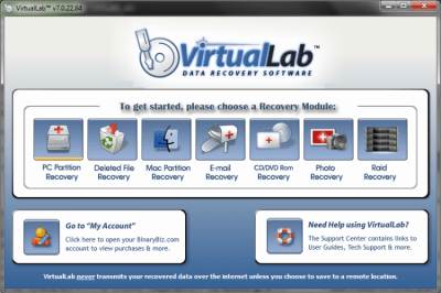 Screenshot of the application VirtualLab - #1