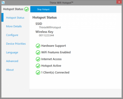 Screenshot of the application Thinix WiFi Hotspot - #1