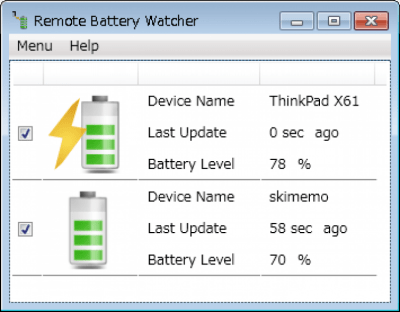 Screenshot of the application Remote Battery Monitor - #1