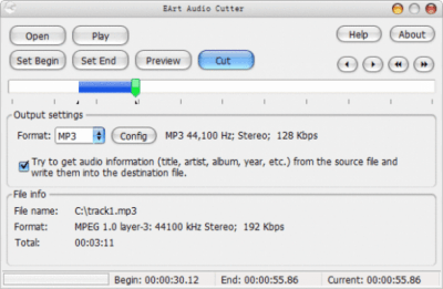 Screenshot of the application EArt Audio Cutter - #1