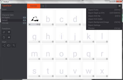 Screenshot of the application BirdFont for Windows - #1