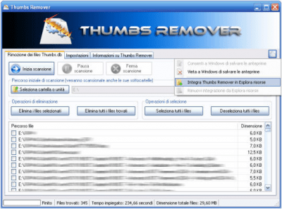 Screenshot of the application Thumbs Remover - #1