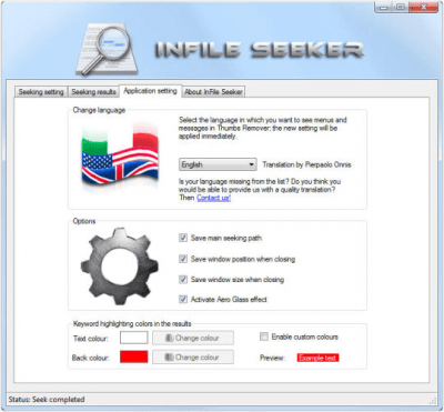 Screenshot of the application InFile Seeker - #3