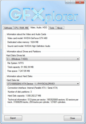 Screenshot of the application GFXplorer - #3