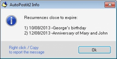 Screenshot of the application AutoPostit2 - #4