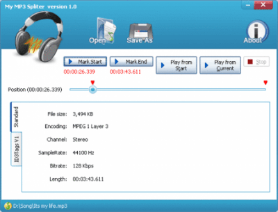 Screenshot of the application My Mp3 Splitter - #1