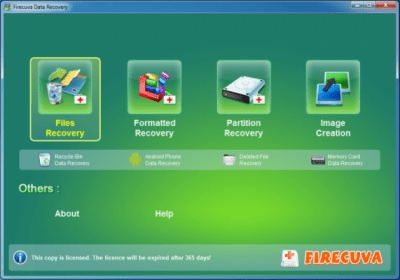 Screenshot of the application FireCuva Data Recovery - #1