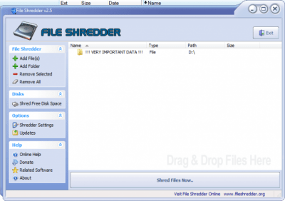 Screenshot of the application File Shredder - #1