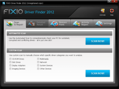 Screenshot of the application Fixio Driver Finder 2012 - #1